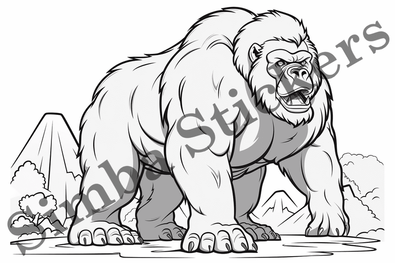 Colouring pages, bundle of gorillas, 25 images