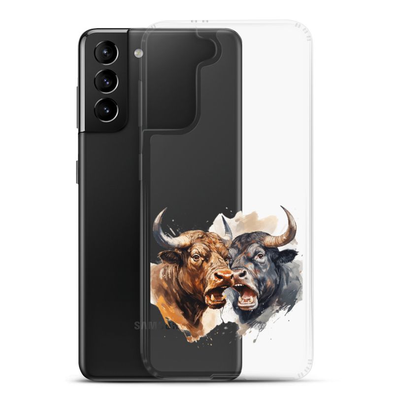 Clear Case for Samsung, Bulls facing up to each other, watercolour, dx5eff