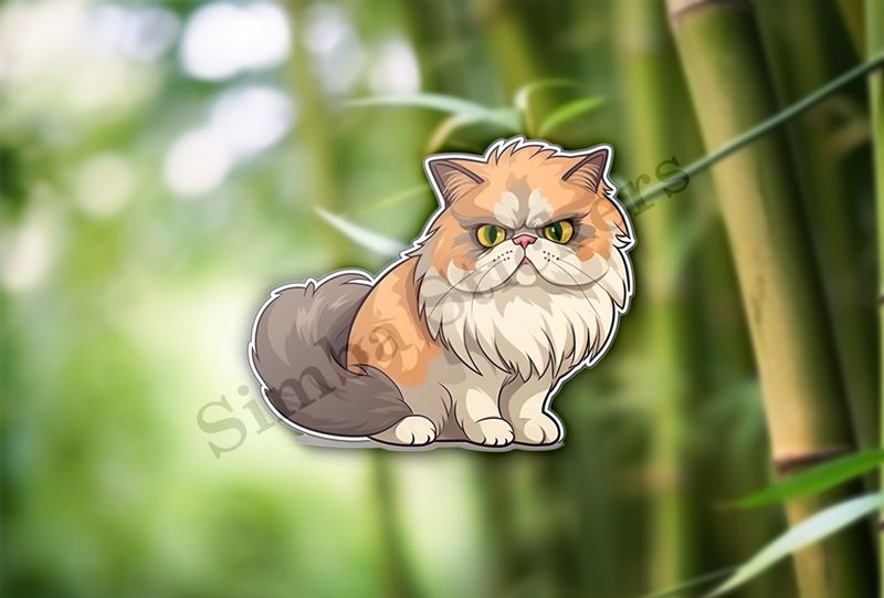 Persian cat, grey, brown and white