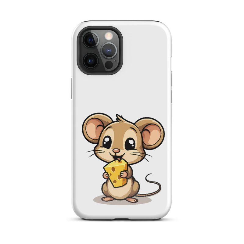 Tough Case for iPhone, Small Mouse happily licking large chunk of cheese, pqapy6