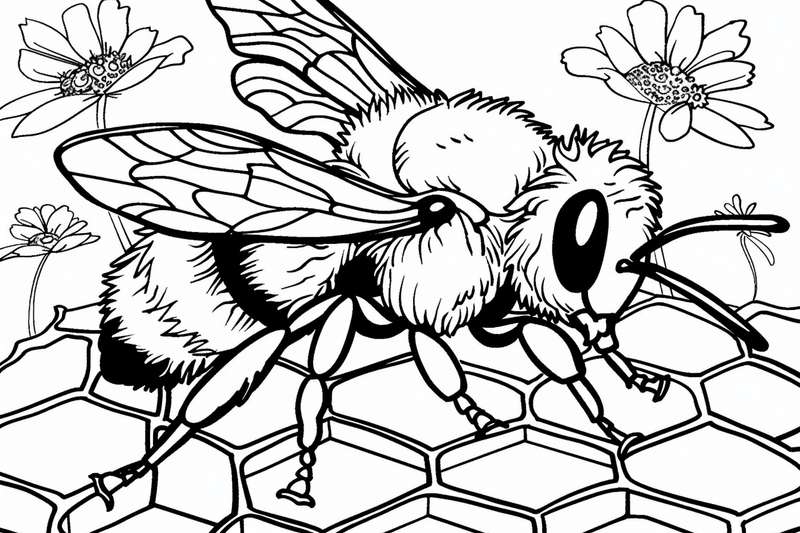 Colouring pages, bundle of bees with glasses, honeycombs or flowers, 25 images 2