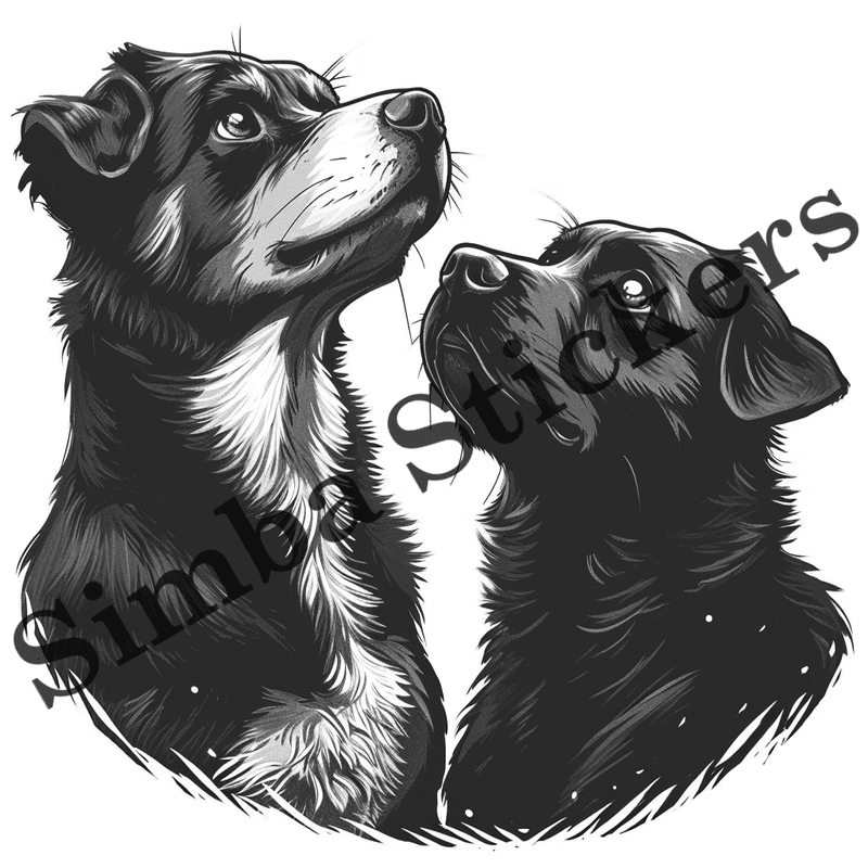 Dogs in love, outline art, image set, 10 images