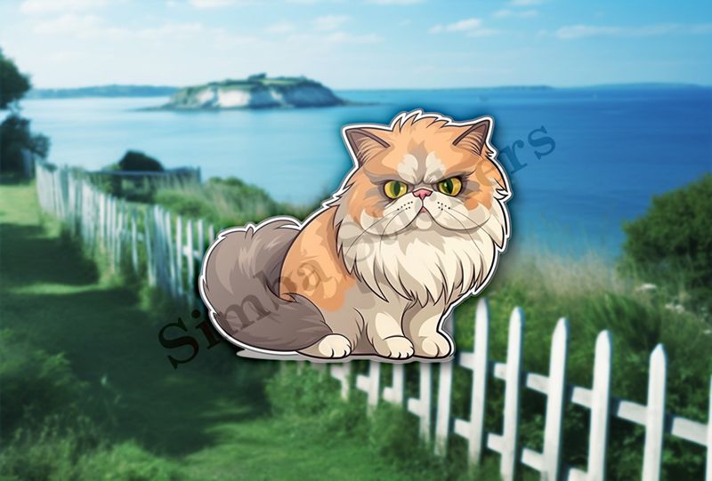 Persian cat, grey, brown and white
