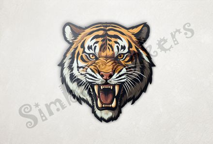 Tiger roaring, face