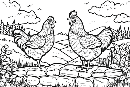 Colouring pages, Bundle of chicken in love, 10 images