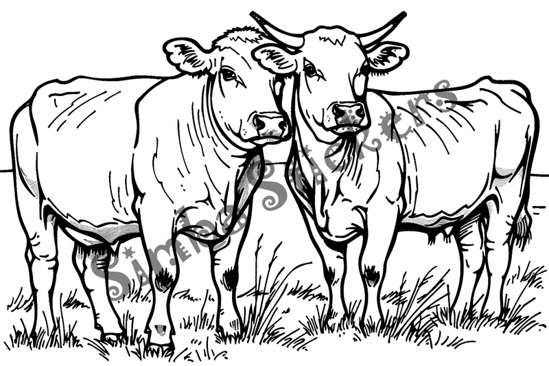 Colouring pages, bundle of cattle, 25 images