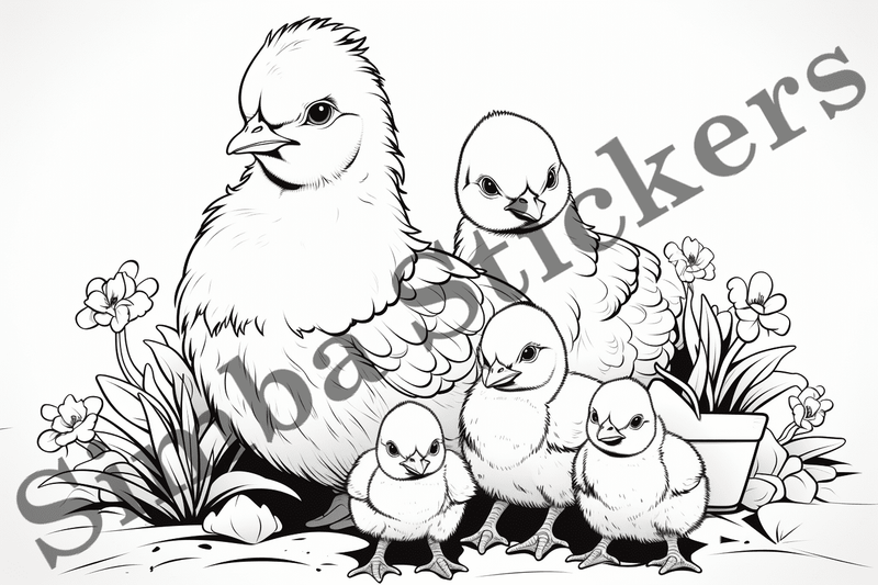 Colouring pages, Bundle of chicken, 25 images