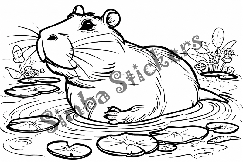 Colouring pages, bundle of capybaras, 25 images