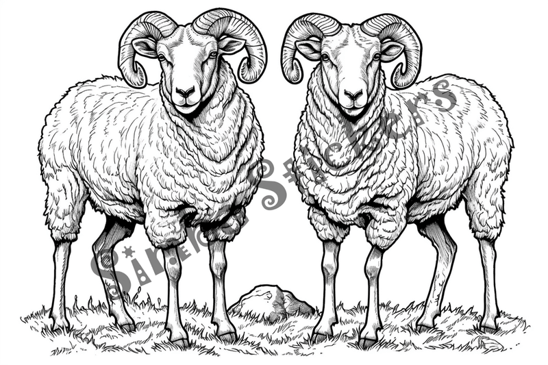 Colouring pages, bundle of sheep, 25 images