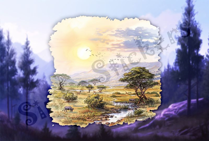 African Savanna landscape, under partial clouds