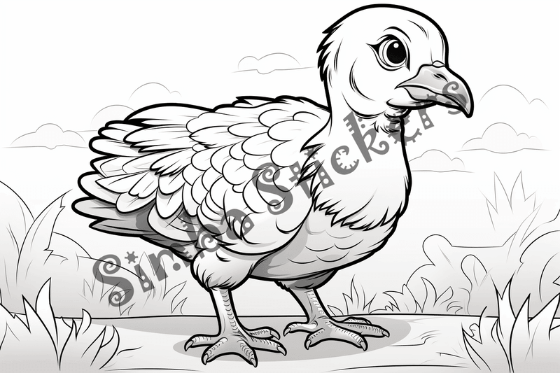 Colouring pages, bundle of individual turkey poults, 10 images