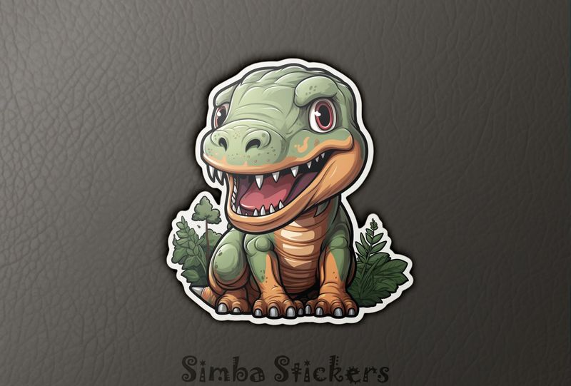 Happy green dinosaur child smiling