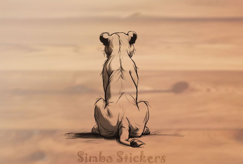 Lioness sitting, from the back, outline art, grpgy1