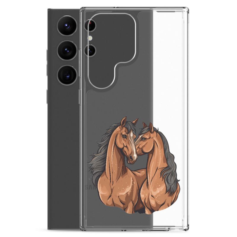 Clear Case for Samsung, Two brown horses snuggling, tdwcyd