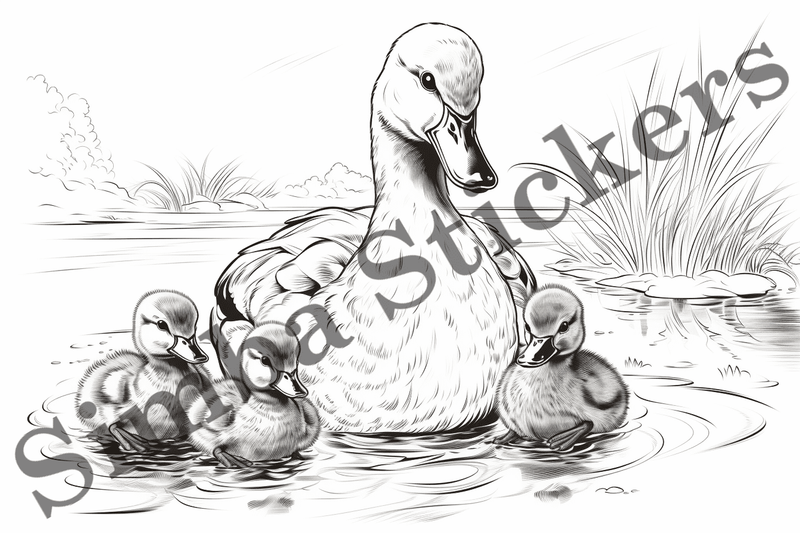 Colouring pages, Bundle of ducks in love, 25 images