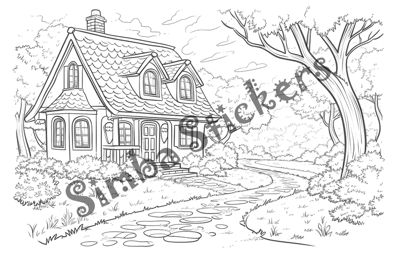 Colouring pages, bundle of houses, 25 images