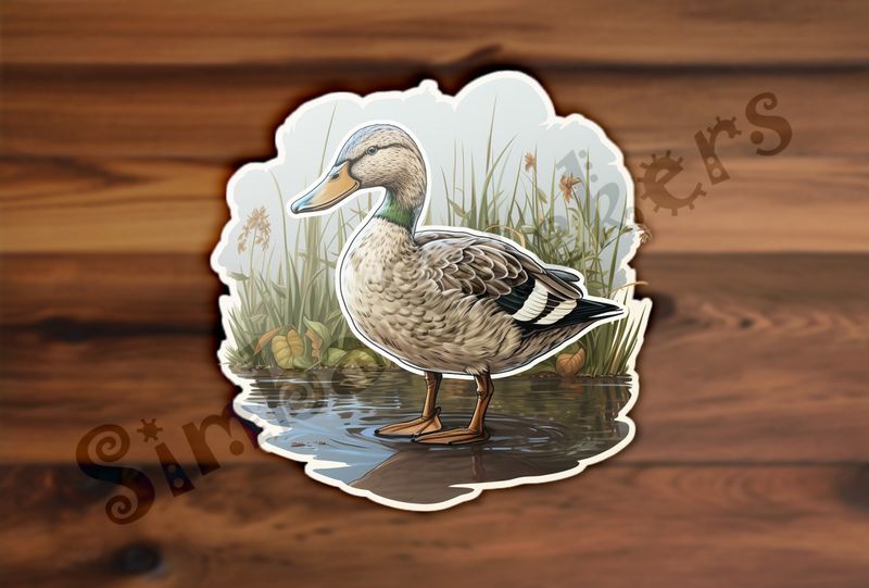 Ducks standing in shallow pond