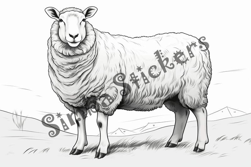 Colouring pages, bundle of sheep, 25 images