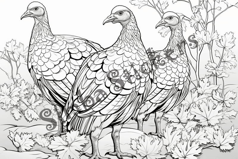 Colouring pages, bundle of turkeys in love, 25 images