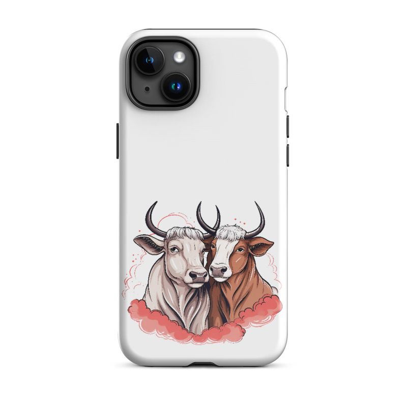 Tough Case for iPhone, Bull and cow, romantic, reddish clouds, qoucds