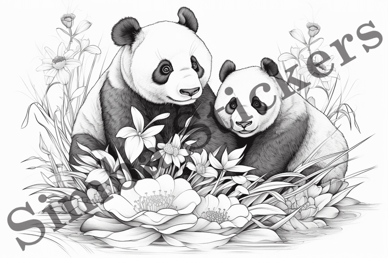 Colouring pages, bundle of pandas, 25 images, ldtg6c