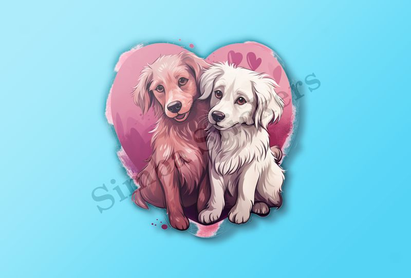 Dogs in love, watercolour