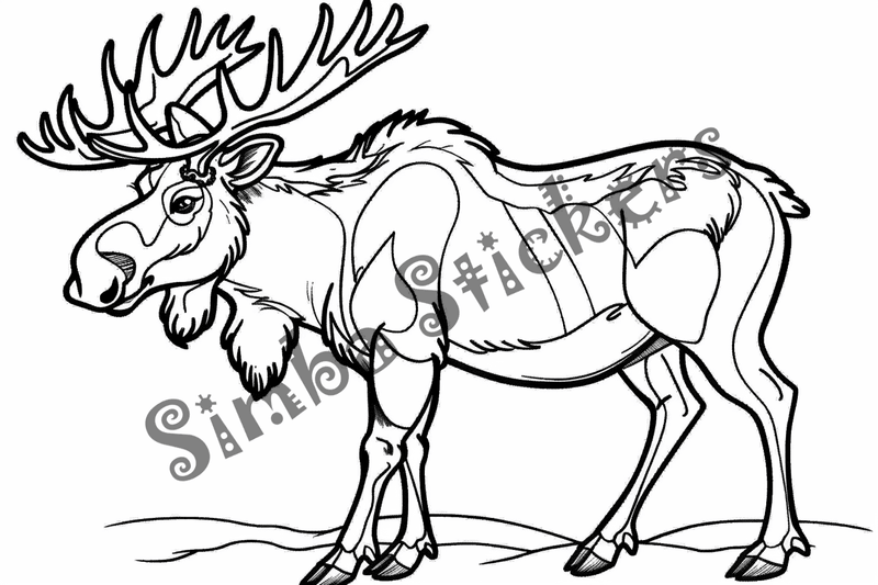 Colouring pages, Bundle of moose, 25 images