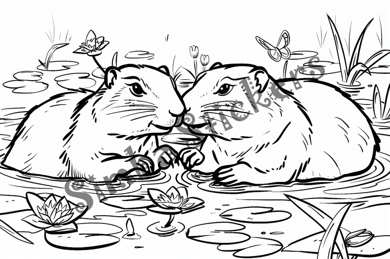 Colouring pages, bundle of groundhogs, 50 images