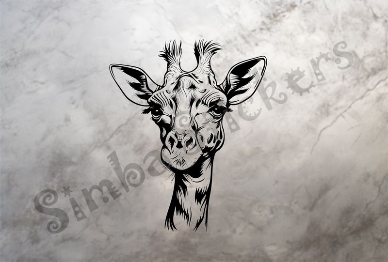 Giraffe looking cute, outline art