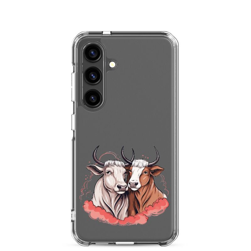 Clear Case for Samsung, Bull and cow, romantic, reddish clouds, qoucds