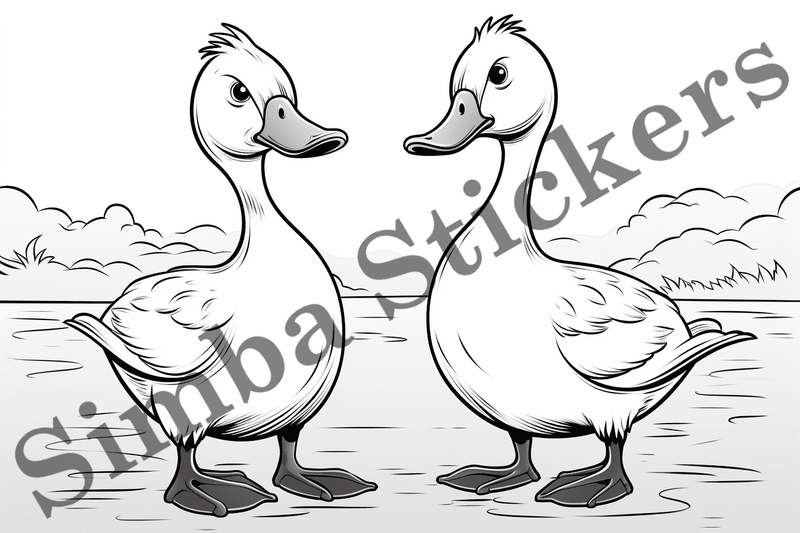 Colouring pages, Bundle of ducks in love, 25 images