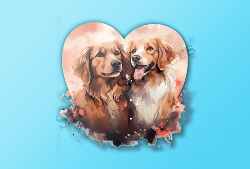Dogs in love, watercolour