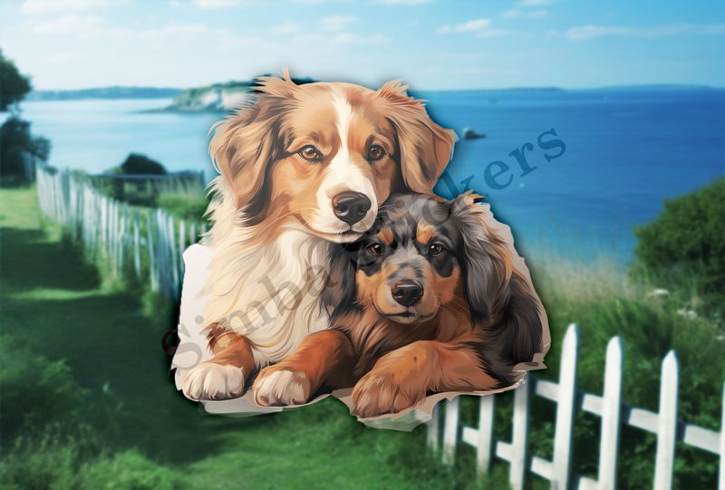 Dogs cuddling