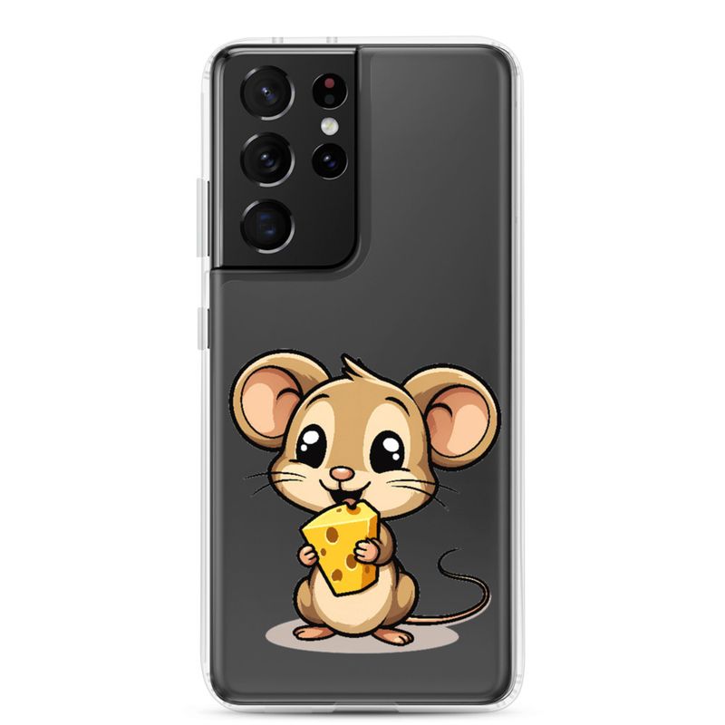Clear Case for Samsung, Small Mouse happily licking large chunk of cheese, pqapy6