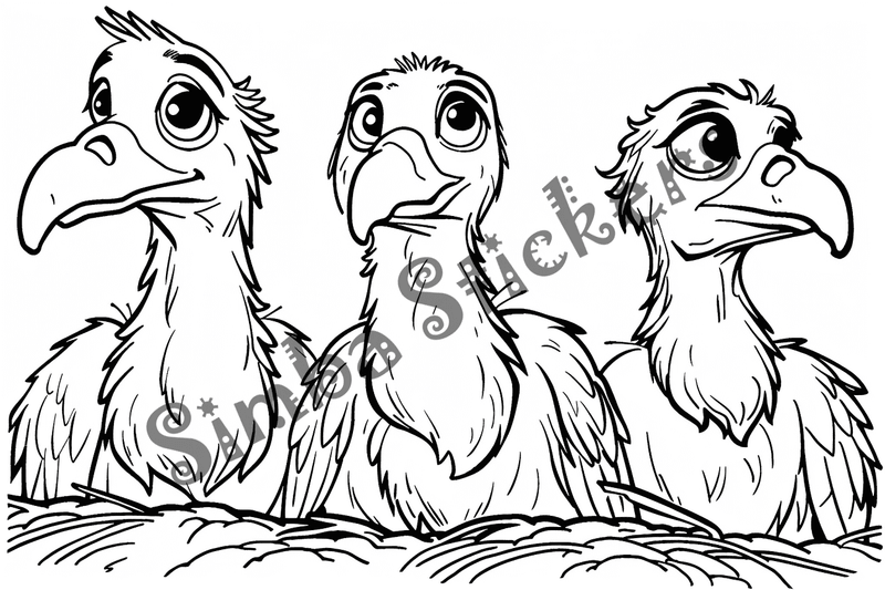 Colouring pages, bundle of vultures, 25 images, flufjb
