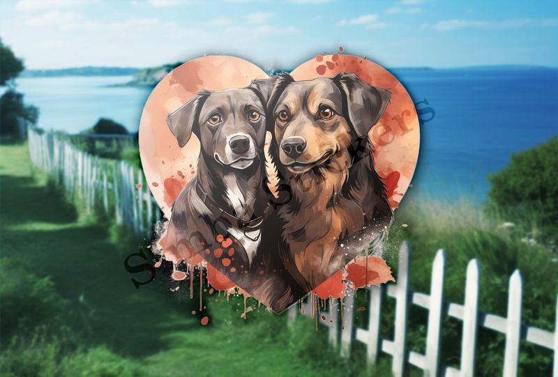 Dogs in love, watercolour