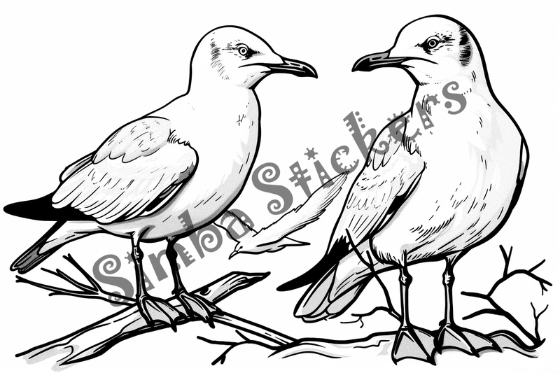 Colouring pages, bundle of seagulls 3, 25 images