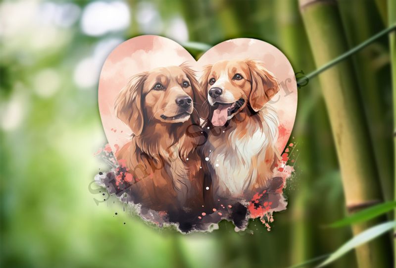 Dogs in love, watercolour