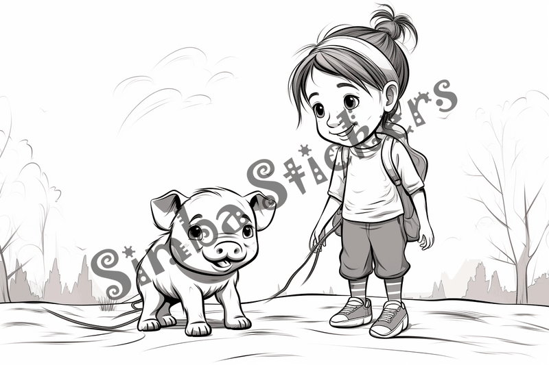 Colouring pages, bundle of pigs, 25 images 2