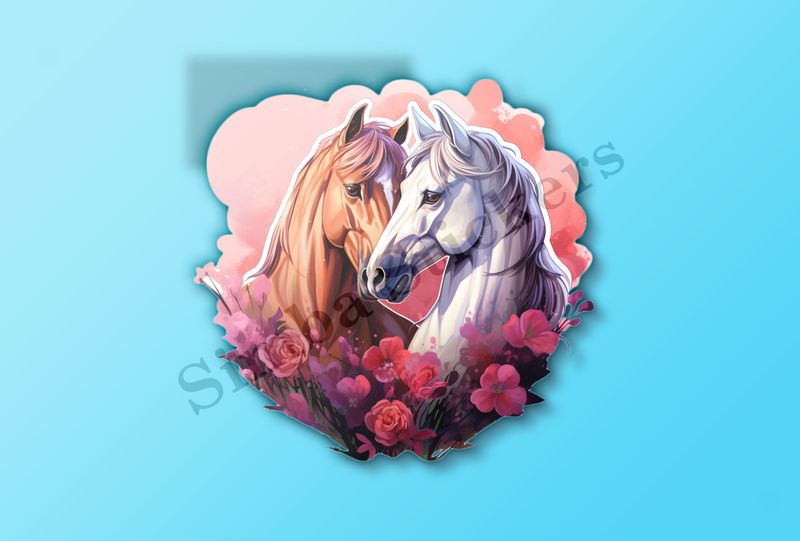 Horses in love, watercolour