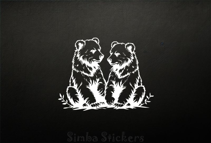 Bears cubs sitting down with admiring glances, outline art, pxglqu