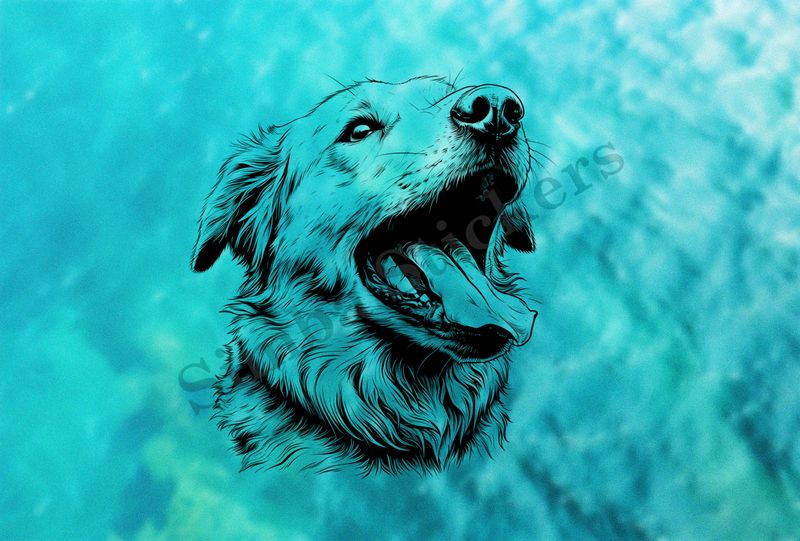Dog panting, outline art, nejznf
