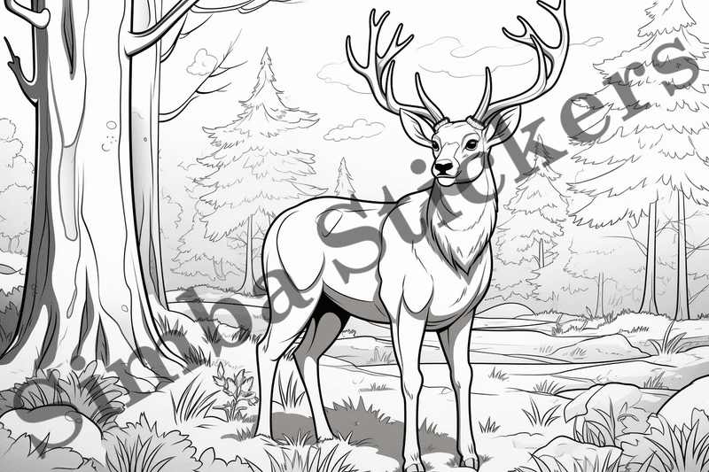 Colouring pages, bundle of deer, 25 images