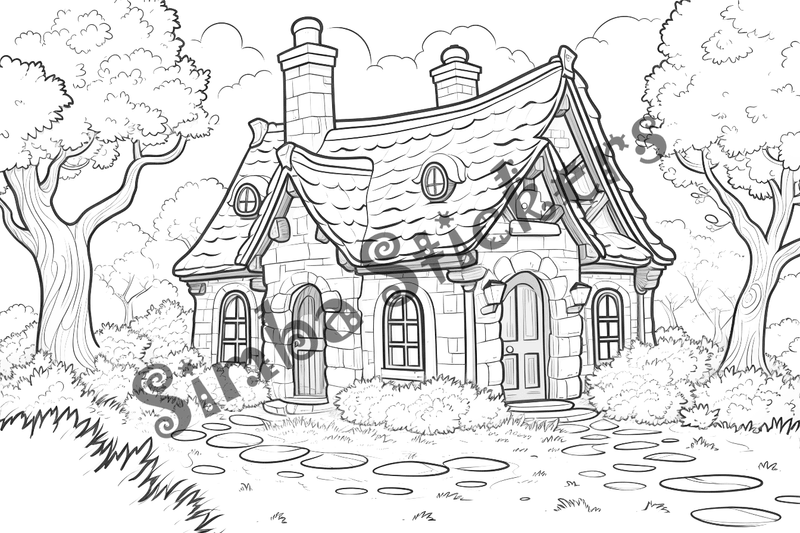 Colouring pages, bundle of houses, 25 images 2