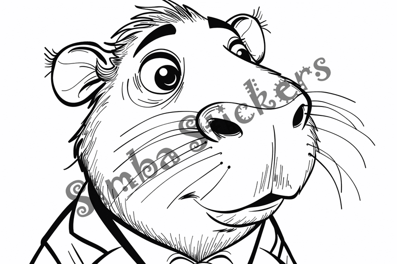 Colouring pages, bundle of capybaras wearing clothes, 10 images