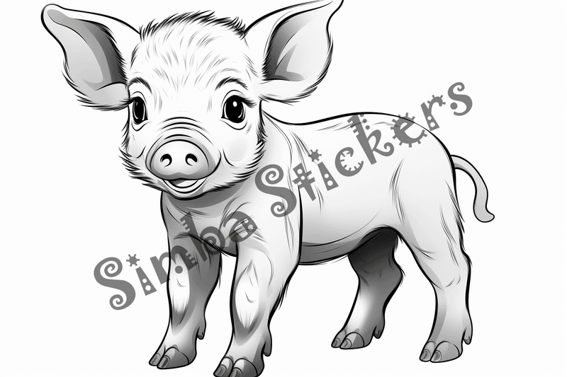 Colouring pages, bundle of pigs, 25 images 2