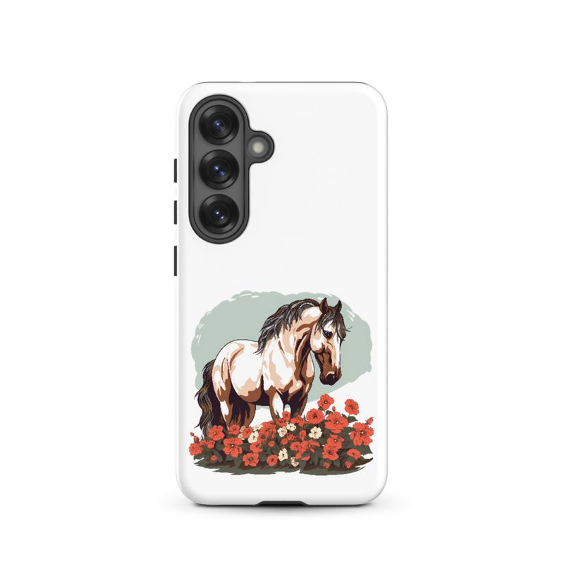 Tough Case for Samsung, Brown horse in field of red flowers, n4w2fj