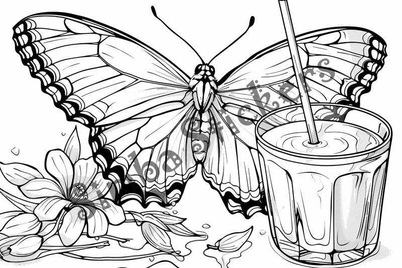 Colouring pages, bundle of butterflies around glasses, 10 images