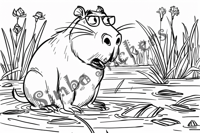 Colouring pages, bundle of capybaras, 50 images