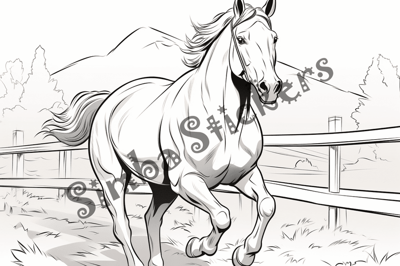 Colouring pages, bundle of horses, 25 images 2